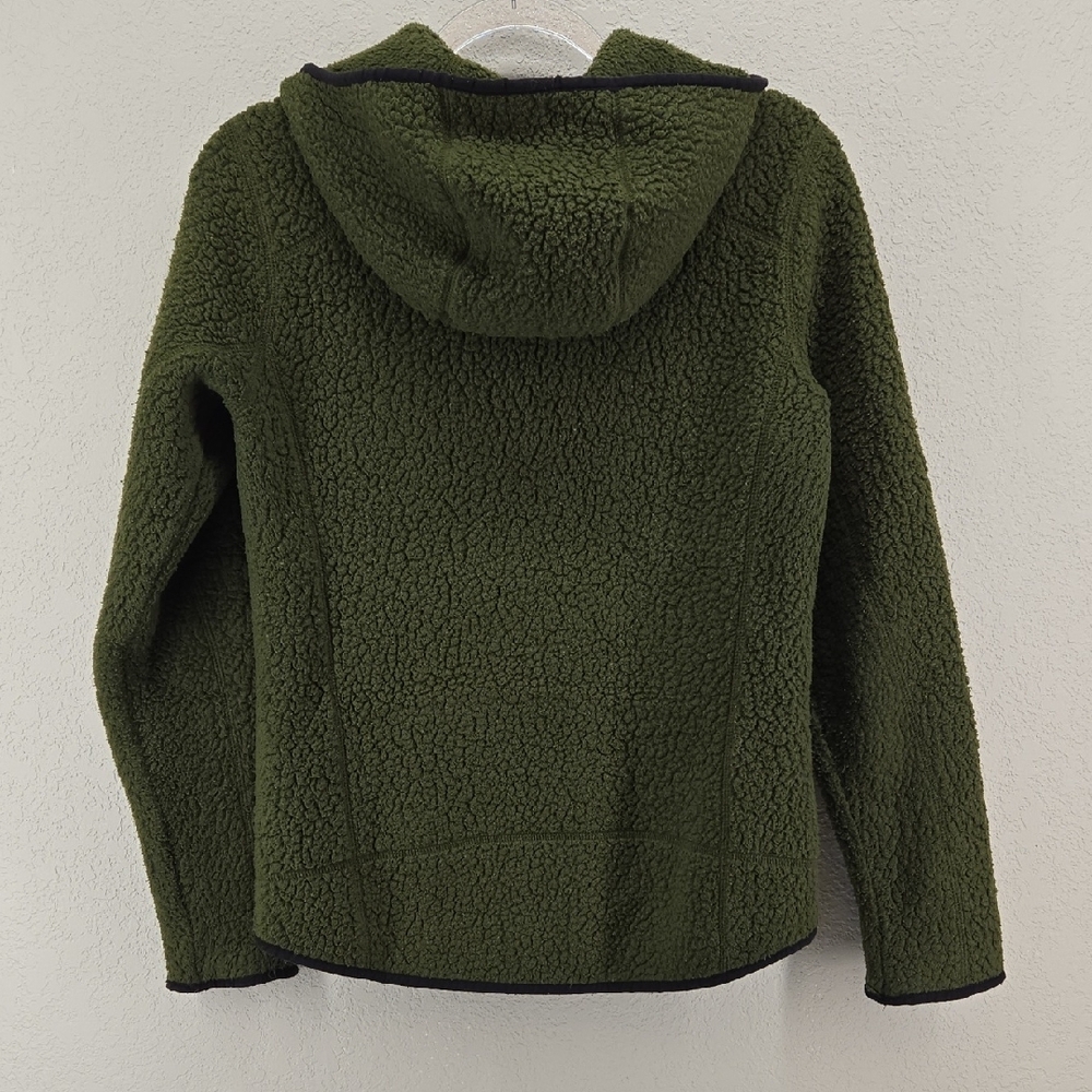 Patagonia Dark Olive Green Hooded Sherpa Fleece Jacket Size Small - Picture 7 of 13